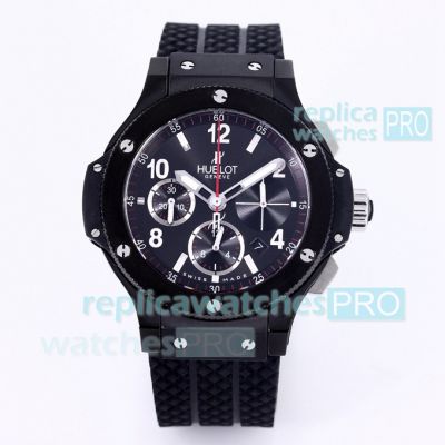 Swiss 4100 Replica Hublot Big Bang Chronograph All Black Watch 44mm